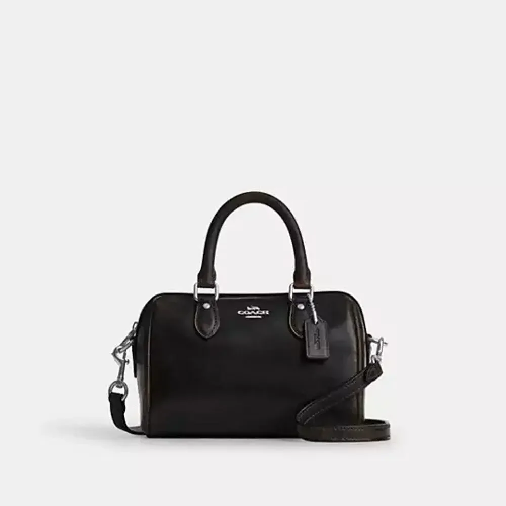 NEW‼️Coach Mini Rowan Crossbody Bag In Loved Leather CEN22 Silver/Black Brown